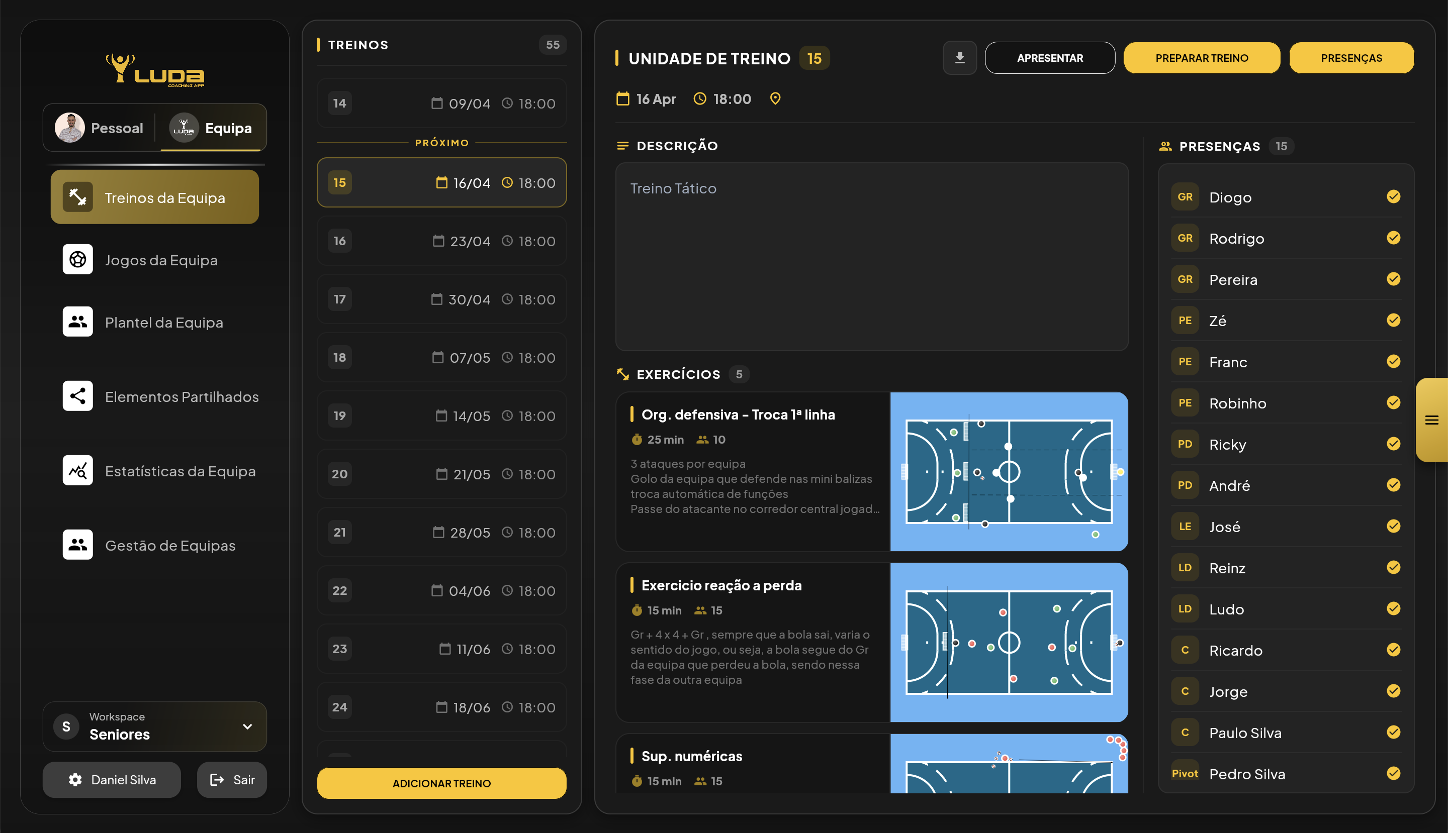 Planificação de Treinos — Andebol