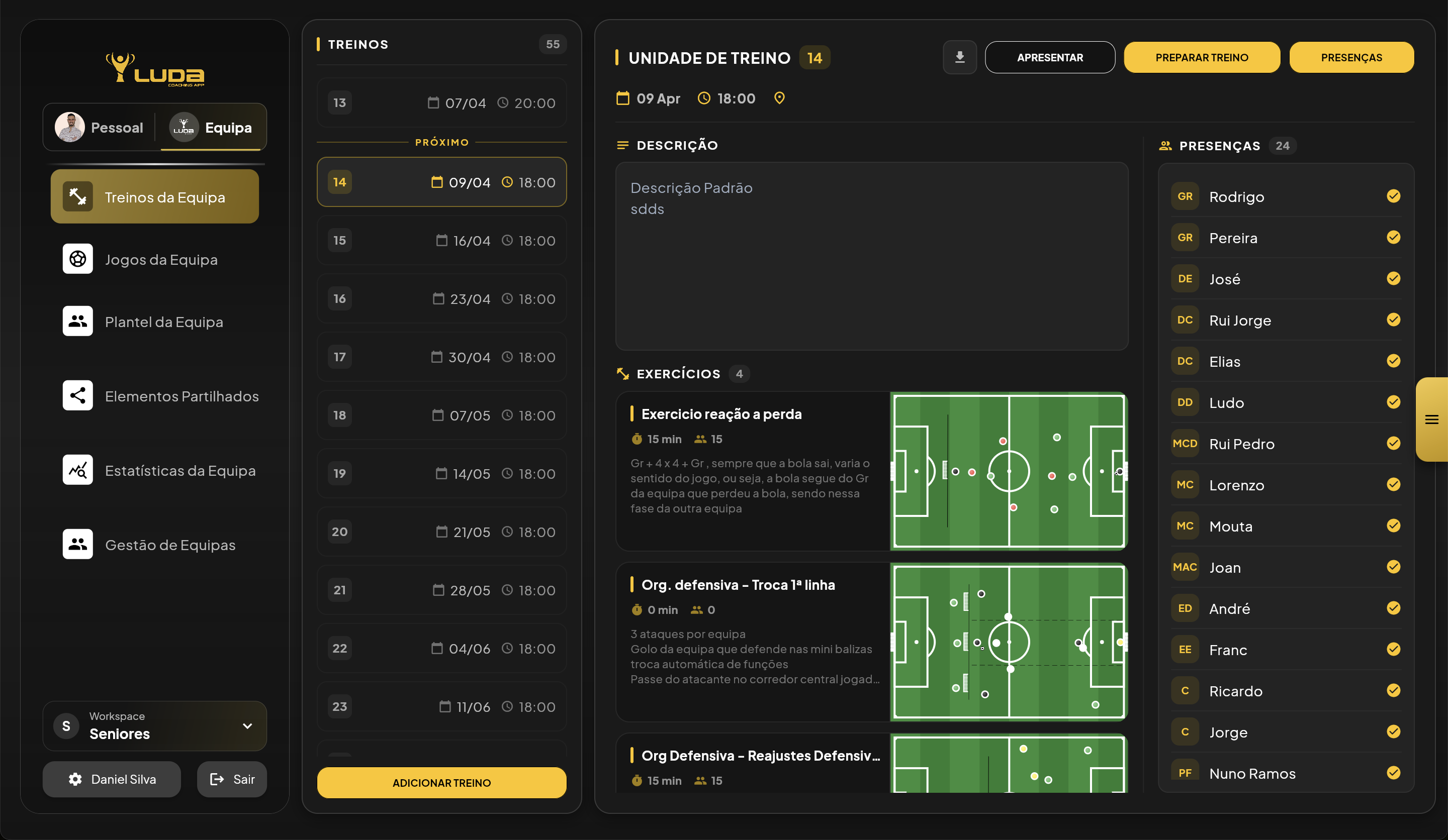 Planificação de Treinos — Futebol