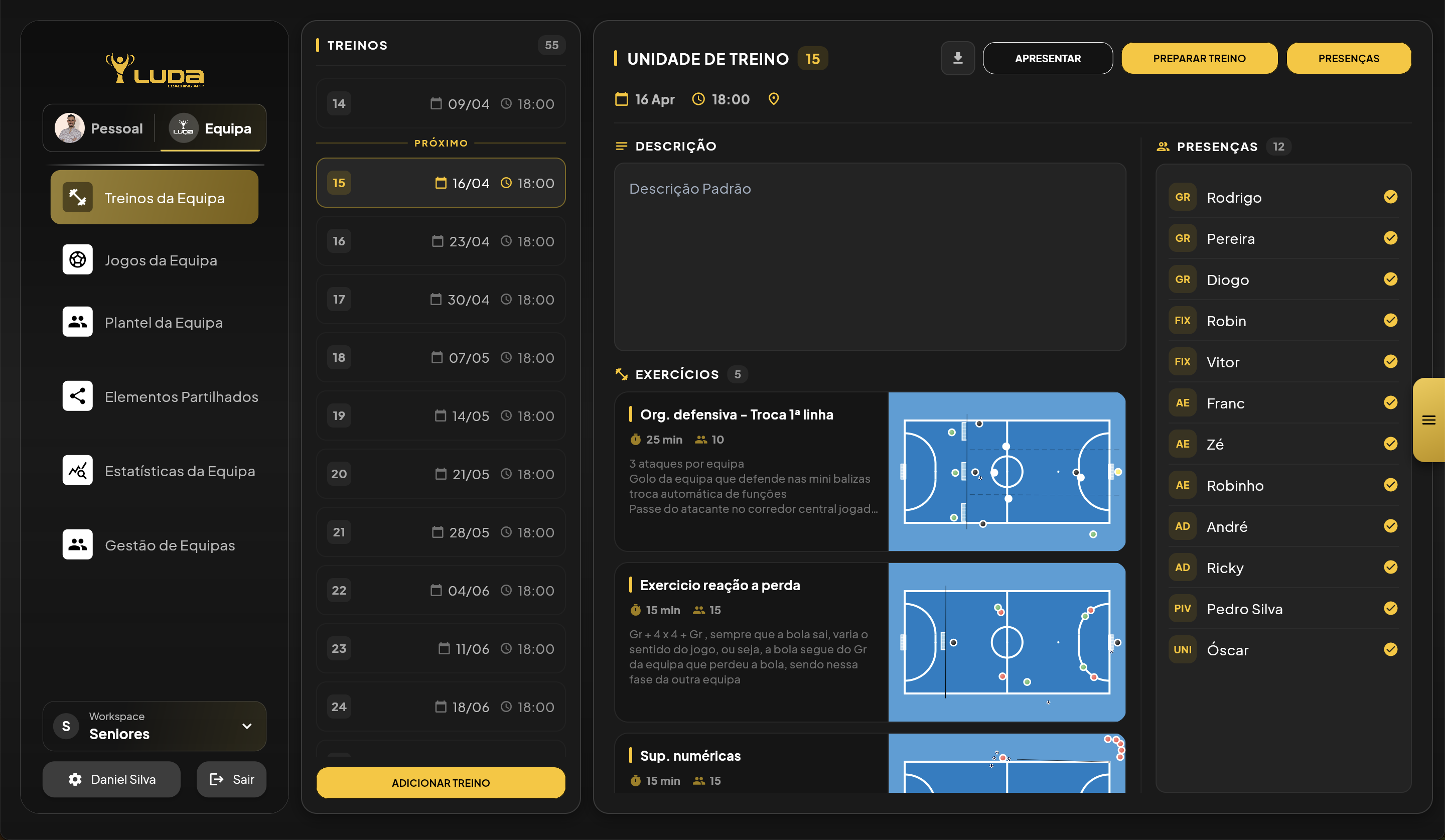 Planificação de Treinos — Futsal